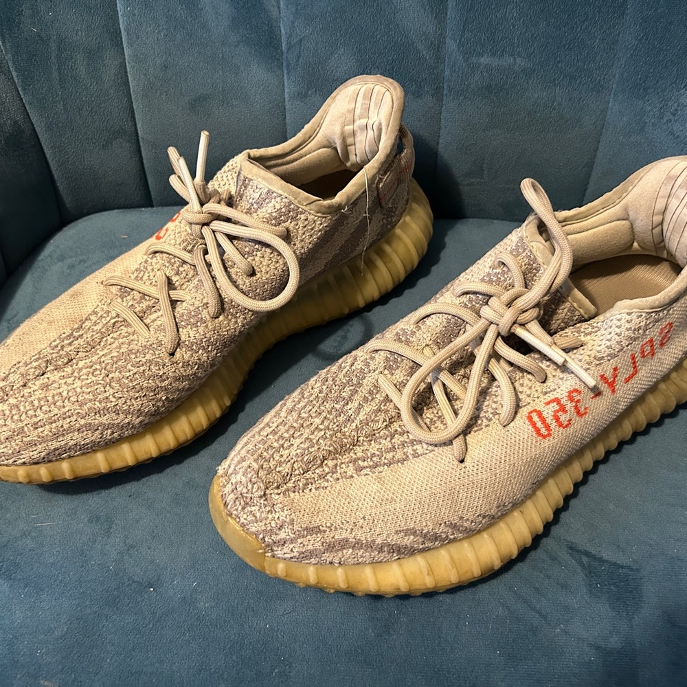 Yeezy Boost 350 V2 in Tan with Red Accents